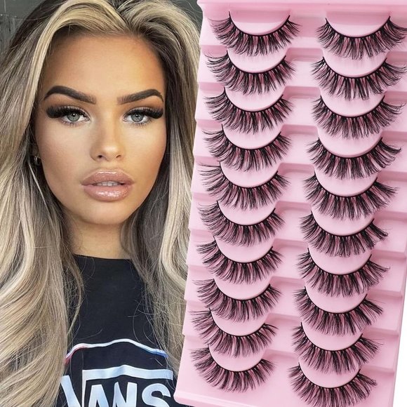 Other - LASHES Fluffy & Wispy Faux Mink Eyelashes - Cat Eye-10Pairs-70A